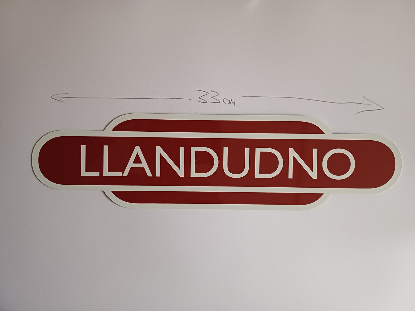 Llandudno large metal train sign - 33cm