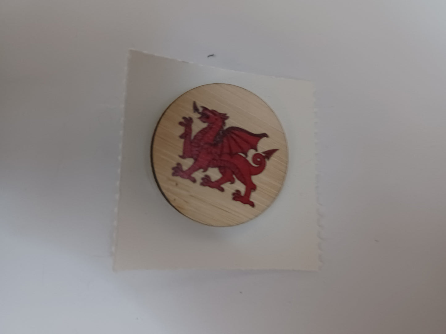 Welsh Dragon Bamboo Pin Badge