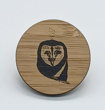 Barn Owl Bamboo Pin Badge