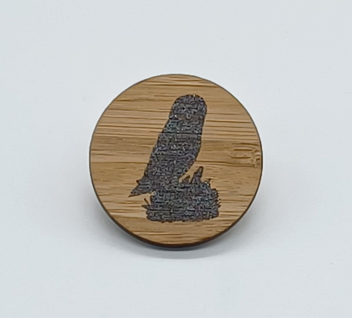 Barn Owl Bamboo Pin Badge