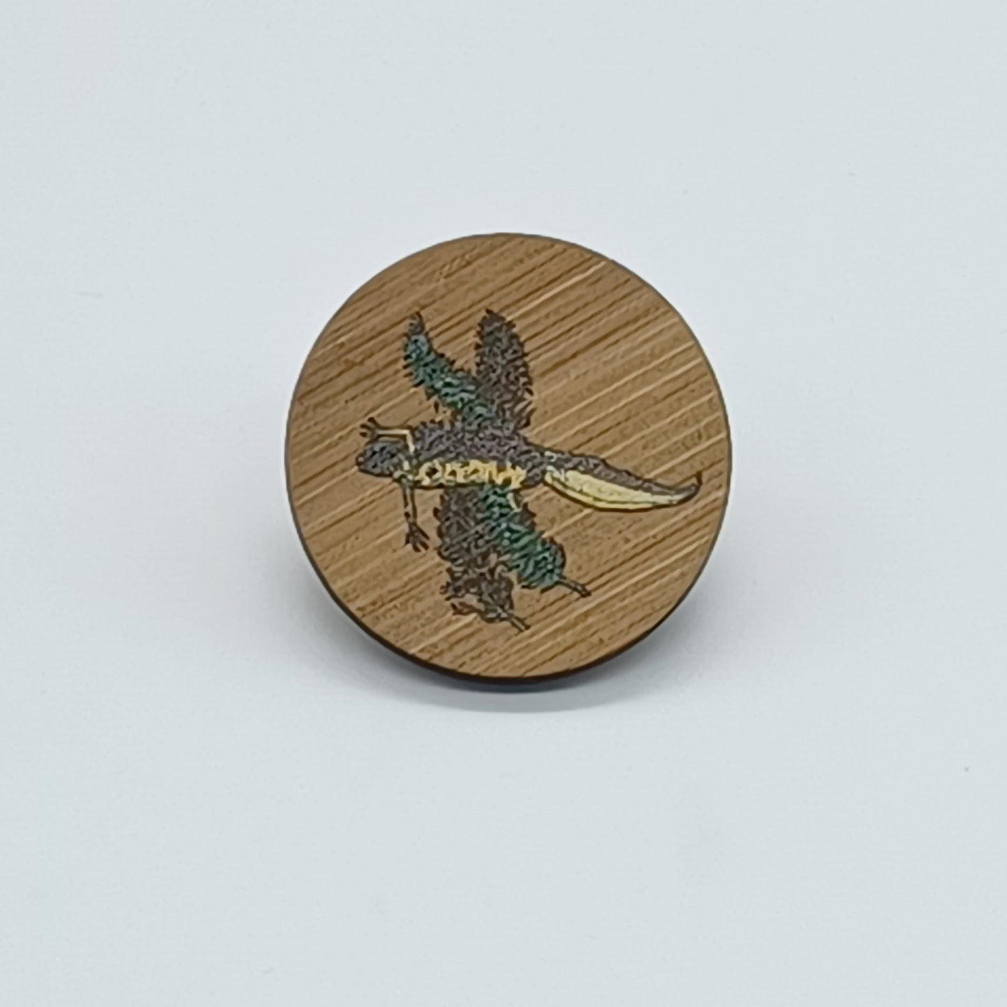 Great Crested Newt Bamboo Pin Badge