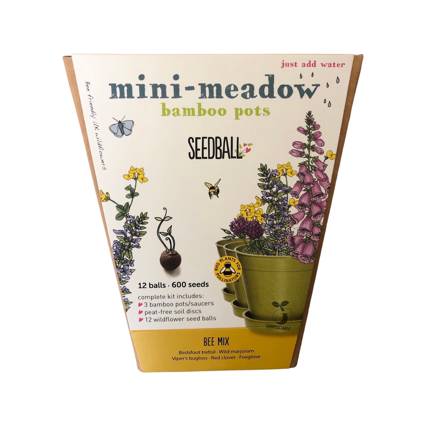 Mini-meadow Bamboo Pots Bee Mix